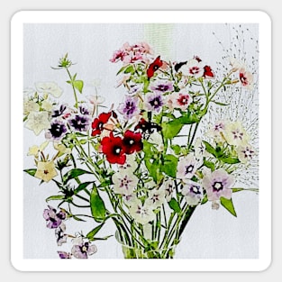 pretty flowers in the vase(watercolor painting) Sticker